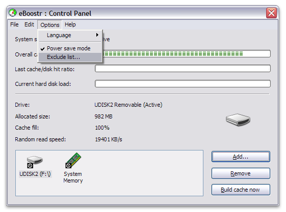 Exclude list menu option